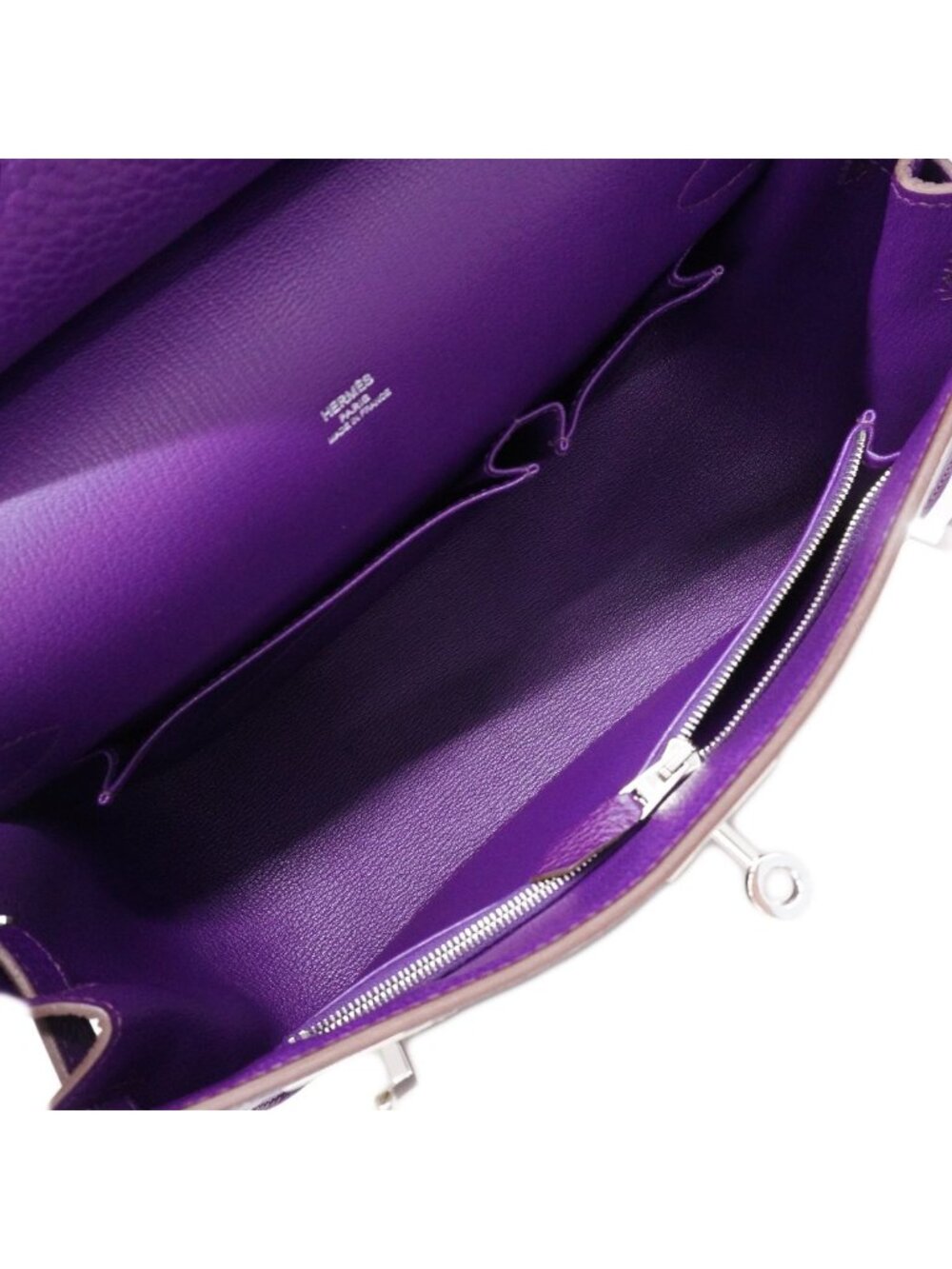 Hermes Shoulder Bag Gipsiere 28 Taurillon Clemence Ultra Violet Silver - Picture 4 of 7